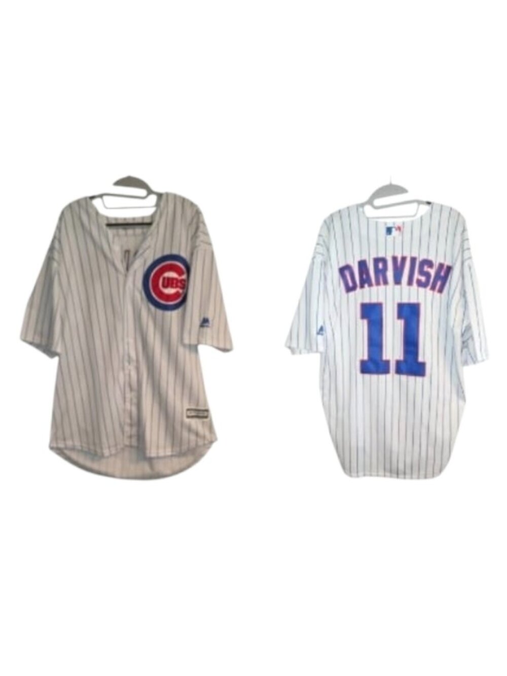 Majestic Chicago Cubs Pinstripe Jersey Shirt Top XL MLB Baseball Sports Team